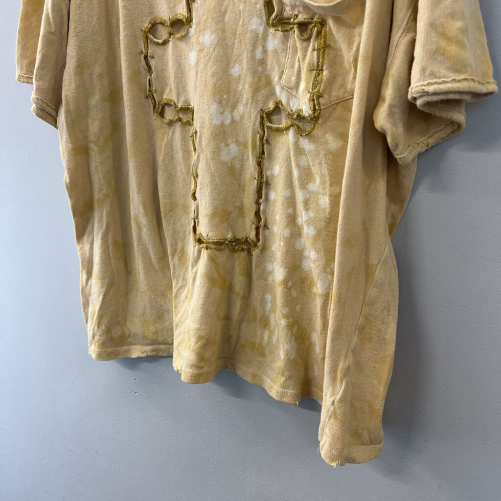 Jaded Gypsy Yellow Cross Short Sleeve Top One Size