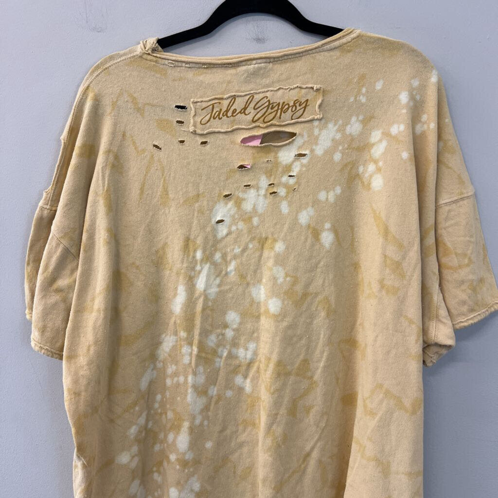 Jaded Gypsy Yellow Cross Short Sleeve Top One Size