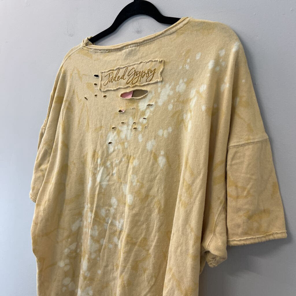 Jaded Gypsy Yellow Cross Short Sleeve Top One Size