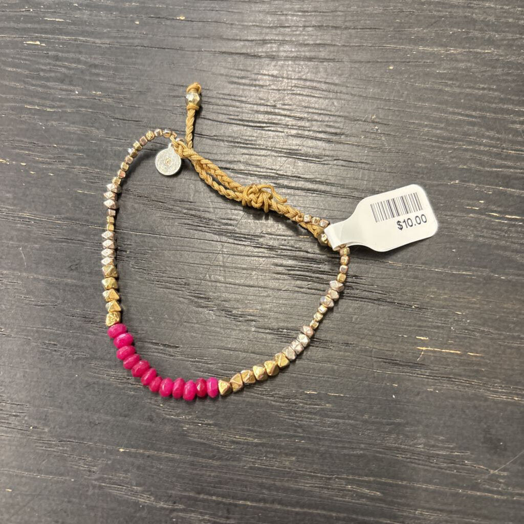 Stella and Dot Pink/ Gold Beaded Bracelet