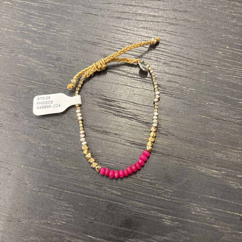 Stella and Dot Pink/ Gold Beaded Bracelet