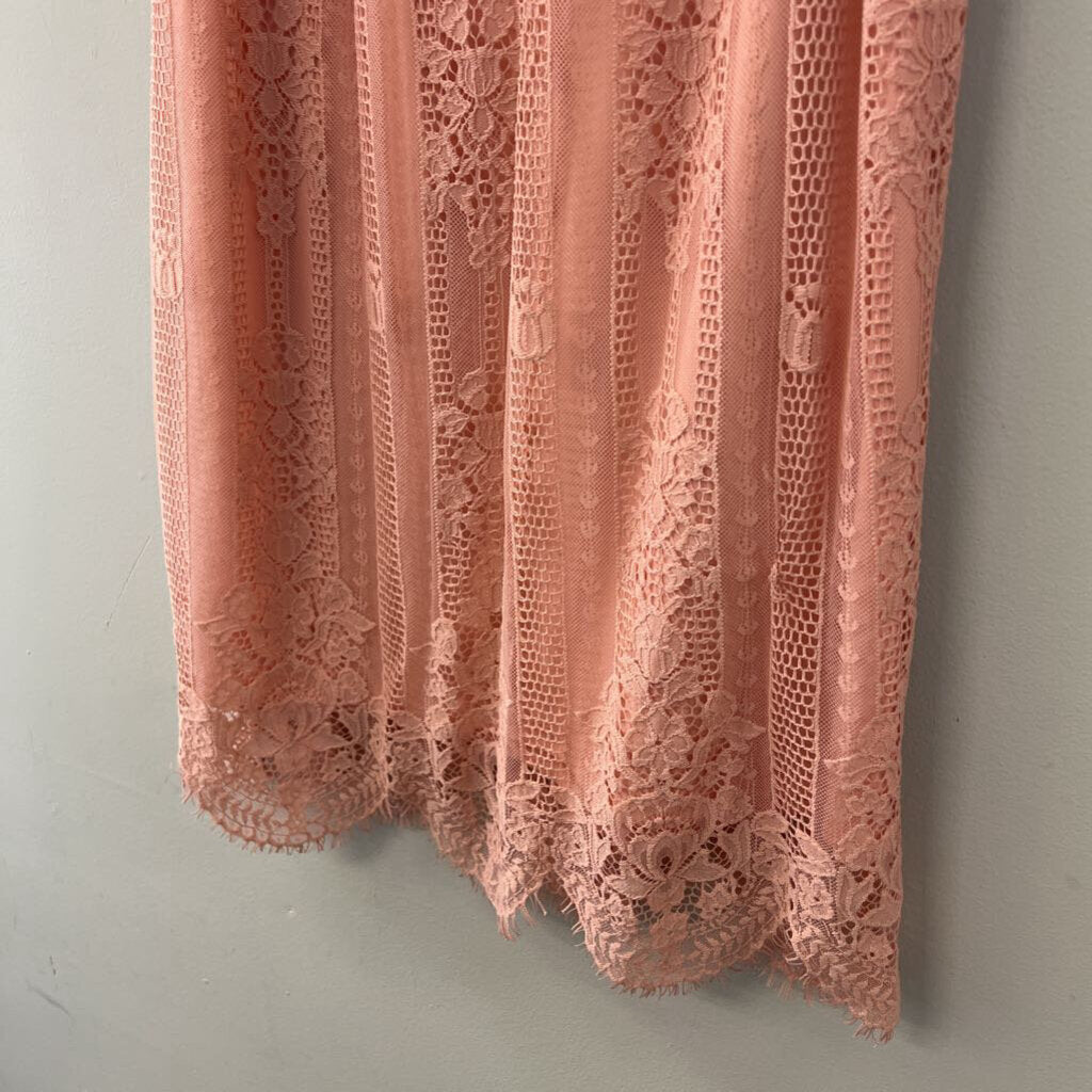 Chance or Fate Pink Lace Sleeveless High Neck Dress Medium
