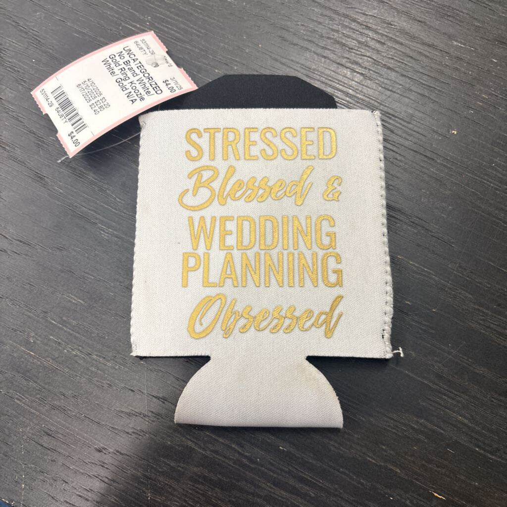 White/ Gold Ring Koozie