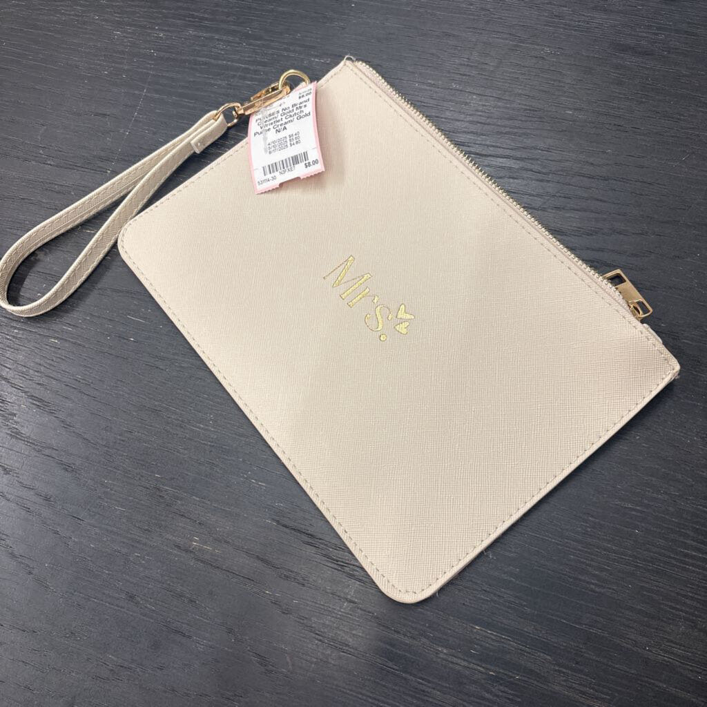 Cream/ Gold Mrs Wristlet Clutch Purse