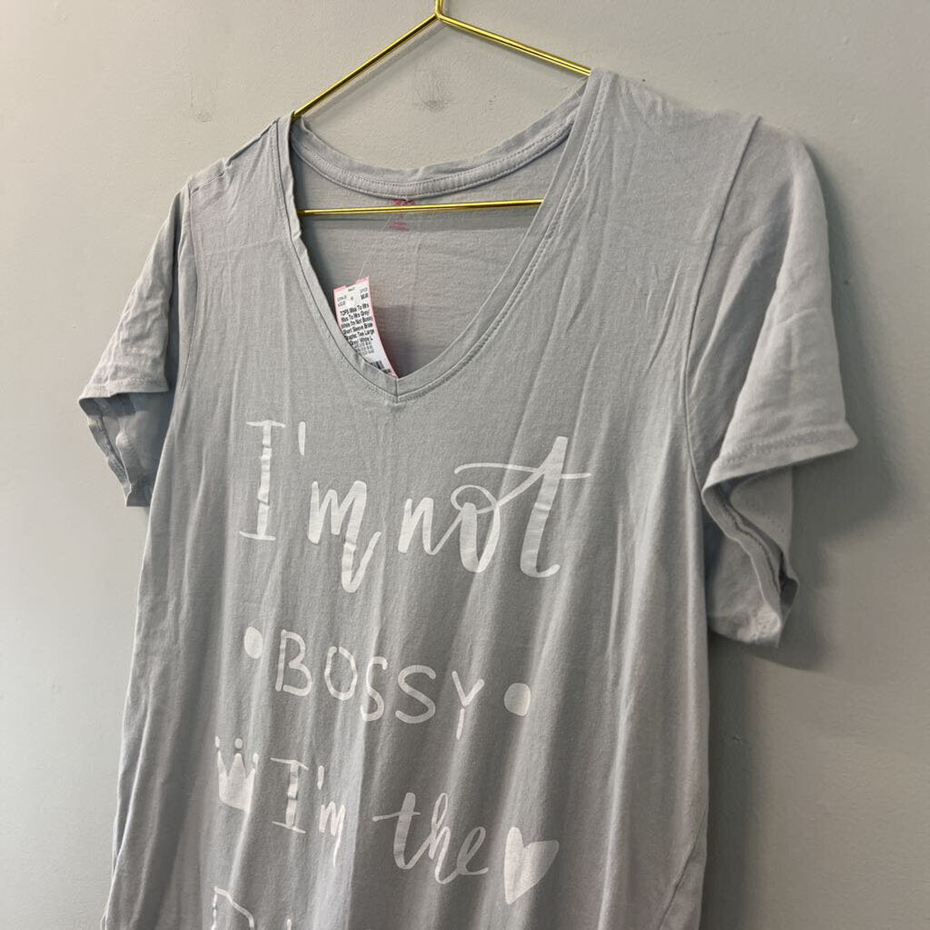 Miss To Mrs Grey/ White I'm Not Bossy Short Sleeve Bride Graphic Tee Large