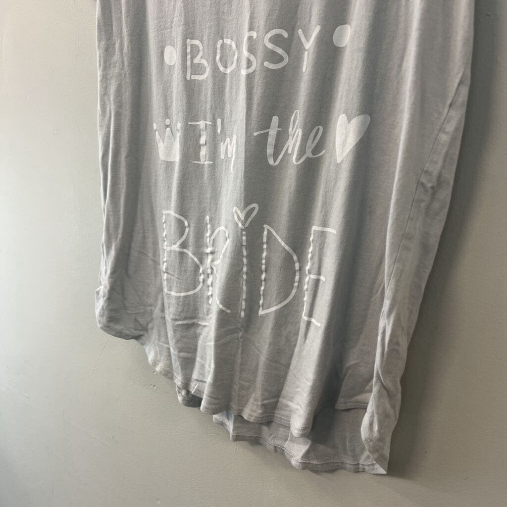 Miss To Mrs Grey/ White I'm Not Bossy Short Sleeve Bride Graphic Tee Large