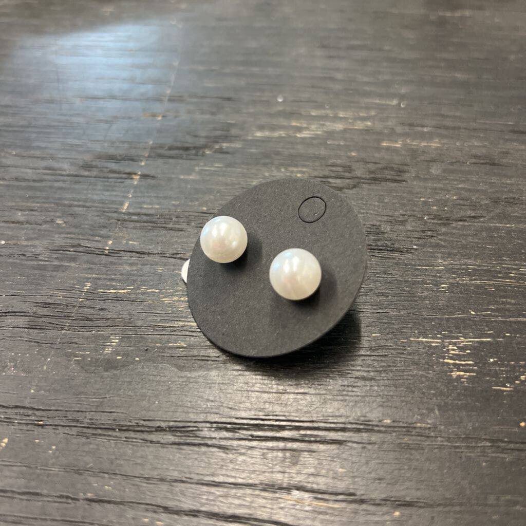 White Pearl Stud Earrings