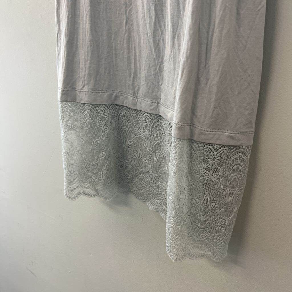 Population Grey Lace Edge Long Tank Top 1X