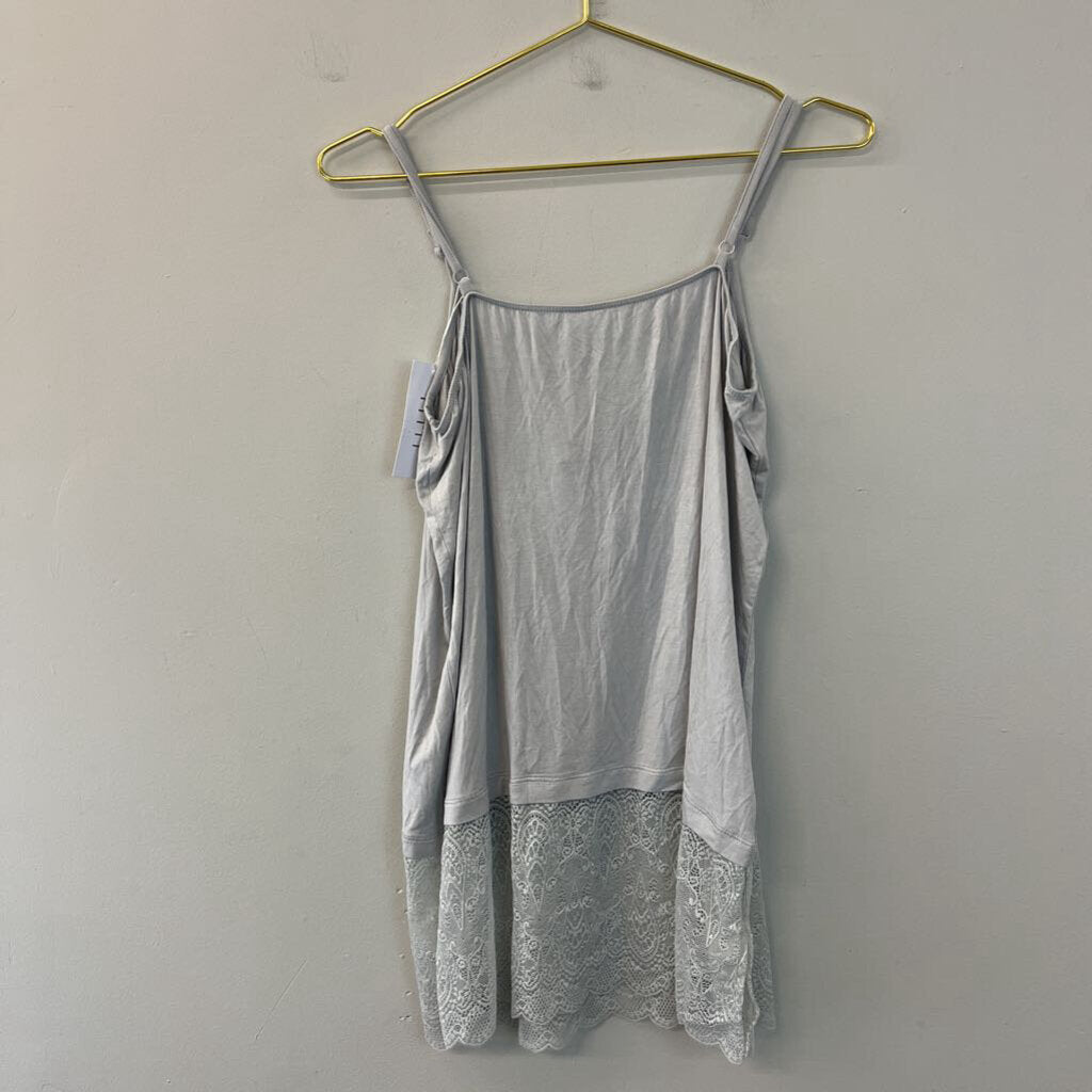 Population Grey Lace Edge Long Tank Top 1X