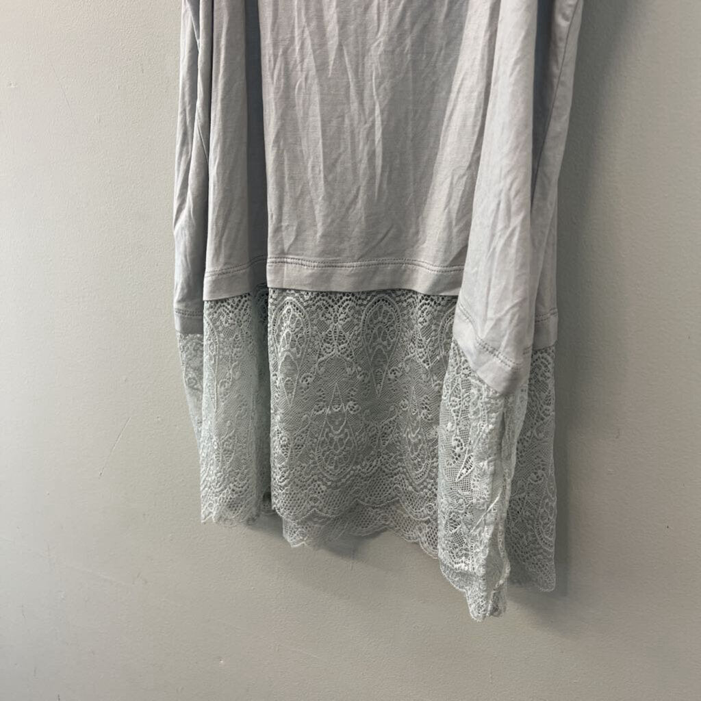 Population Grey Lace Edge Long Tank Top 1X