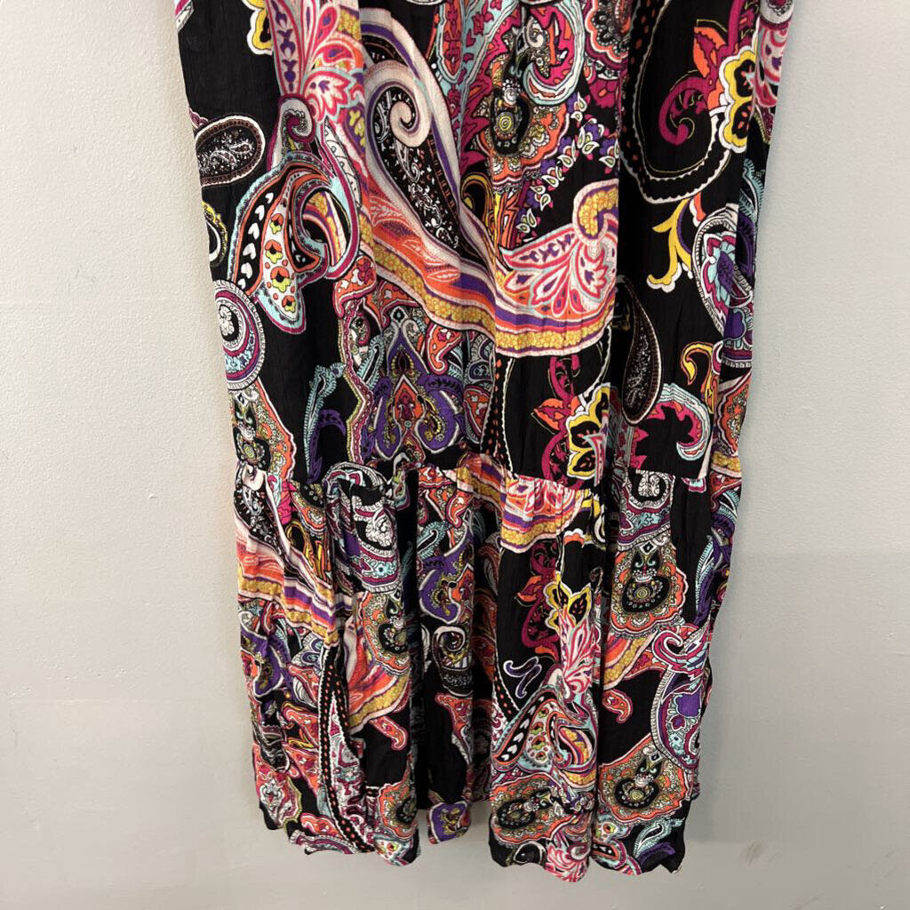ICE Black/ Multi Print Long Sleeve Maxi Dress Large