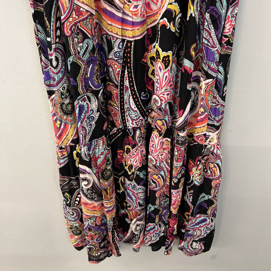 ICE Black/ Multi Print Long Sleeve Maxi Dress Large