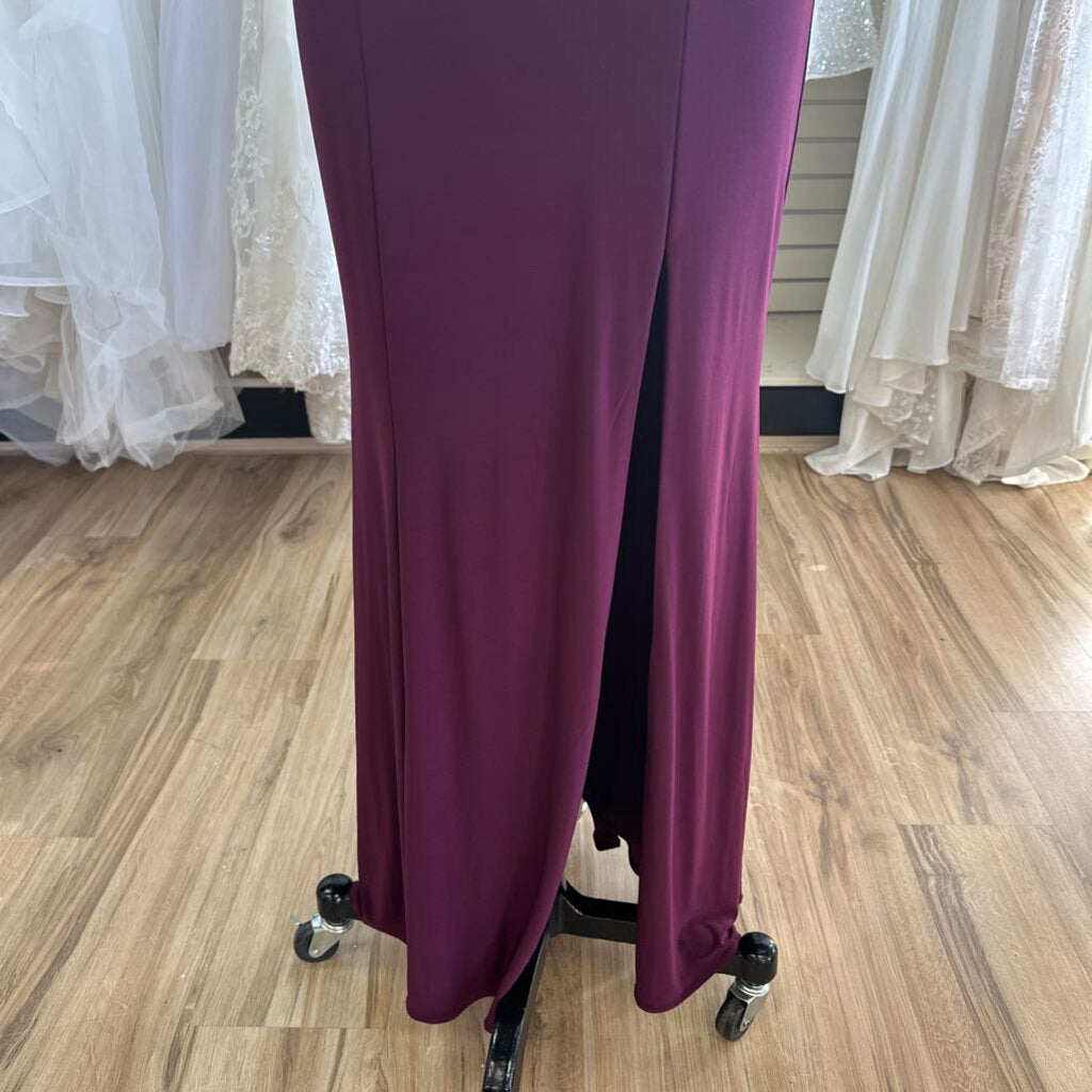 Burgundy Gold Lace Long Fitted Formal 6