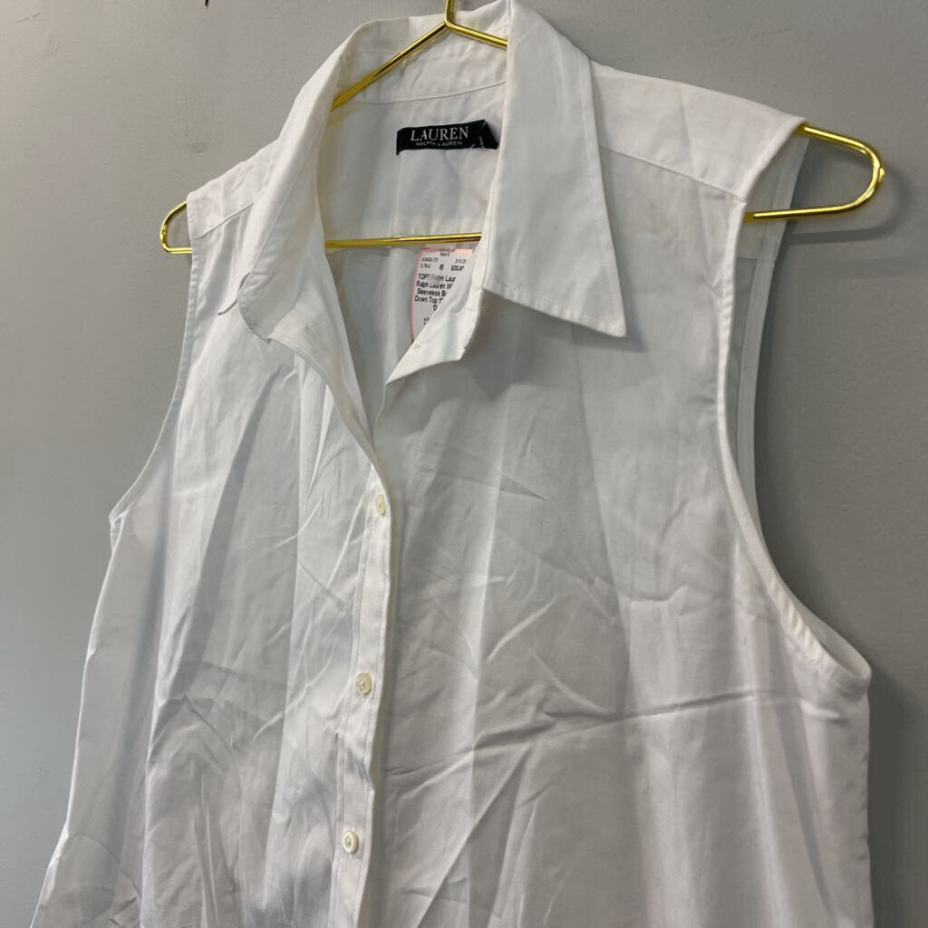 Ralph Lauren White Sleeveless Button Down Top 12