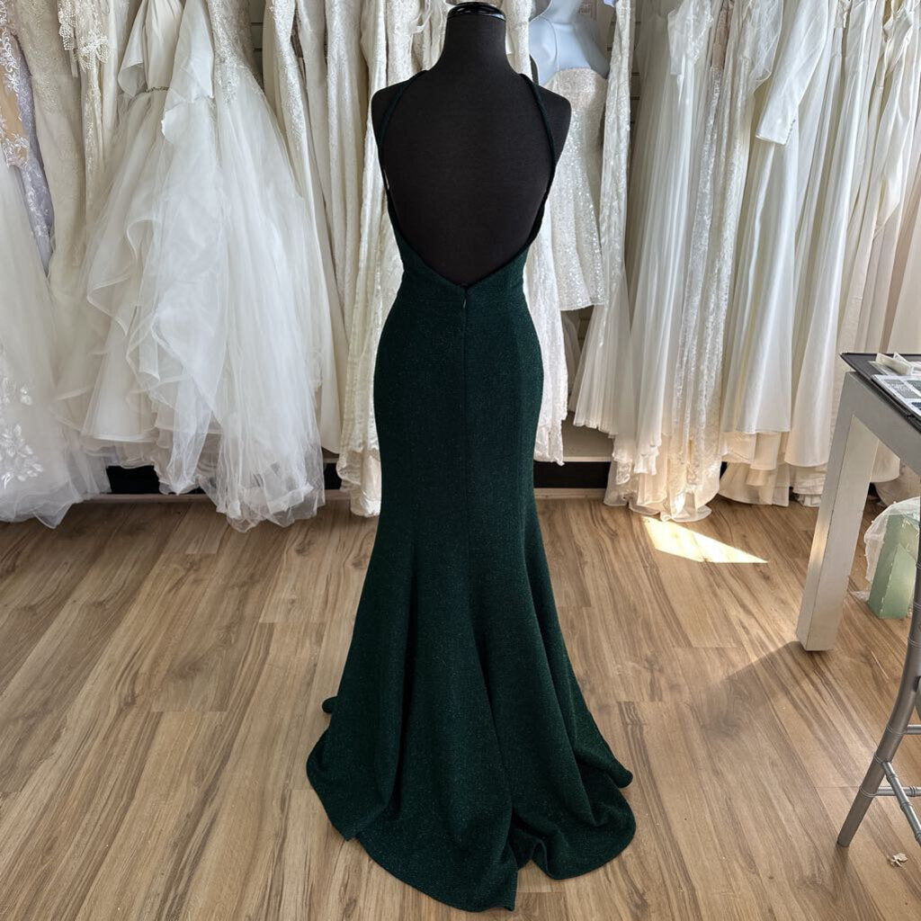 Jovani Hunter Green Shimmer Halter 6
