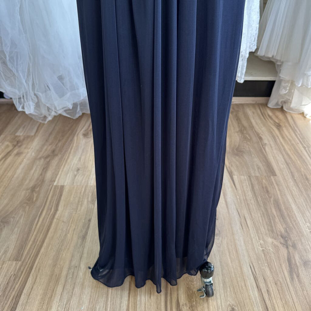 Navy Ruched/Flowy One Shoulder Long Formal 10