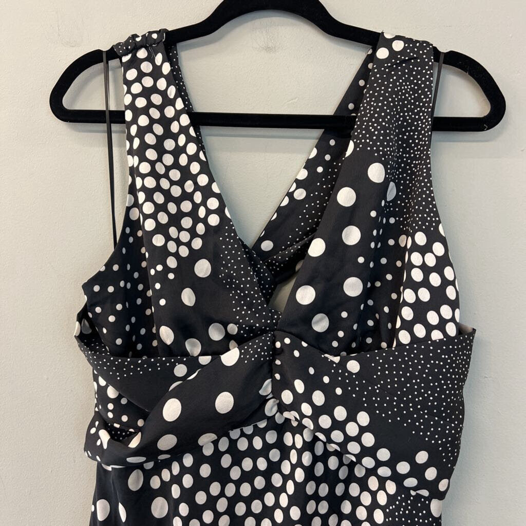 Vici Black/ White Polka Dot Silky Midi Dress Extra Large