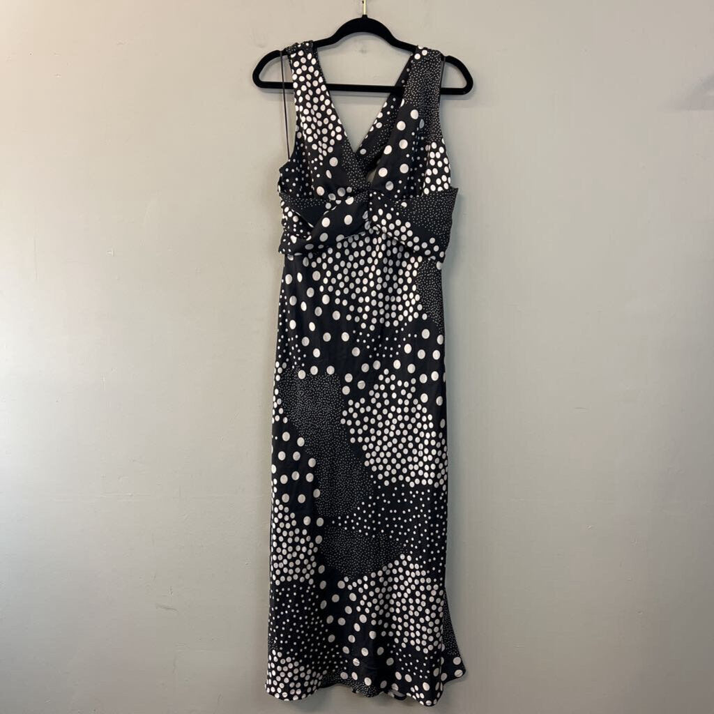 Vici Black/ White Polka Dot Silky Midi Dress Extra Large