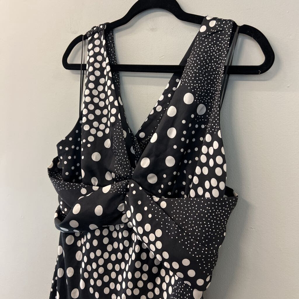 Vici Black/ White Polka Dot Silky Midi Dress Extra Large