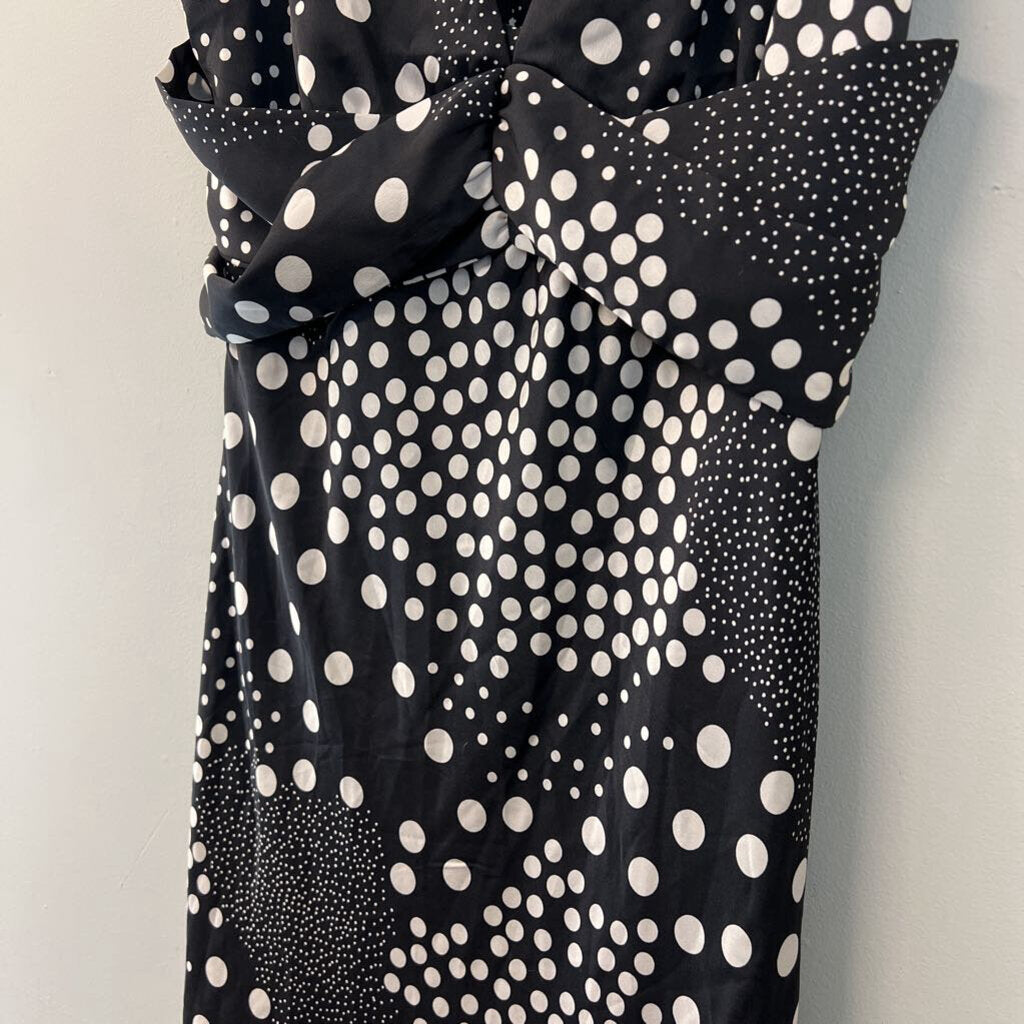 Vici Black/ White Polka Dot Silky Midi Dress Extra Large