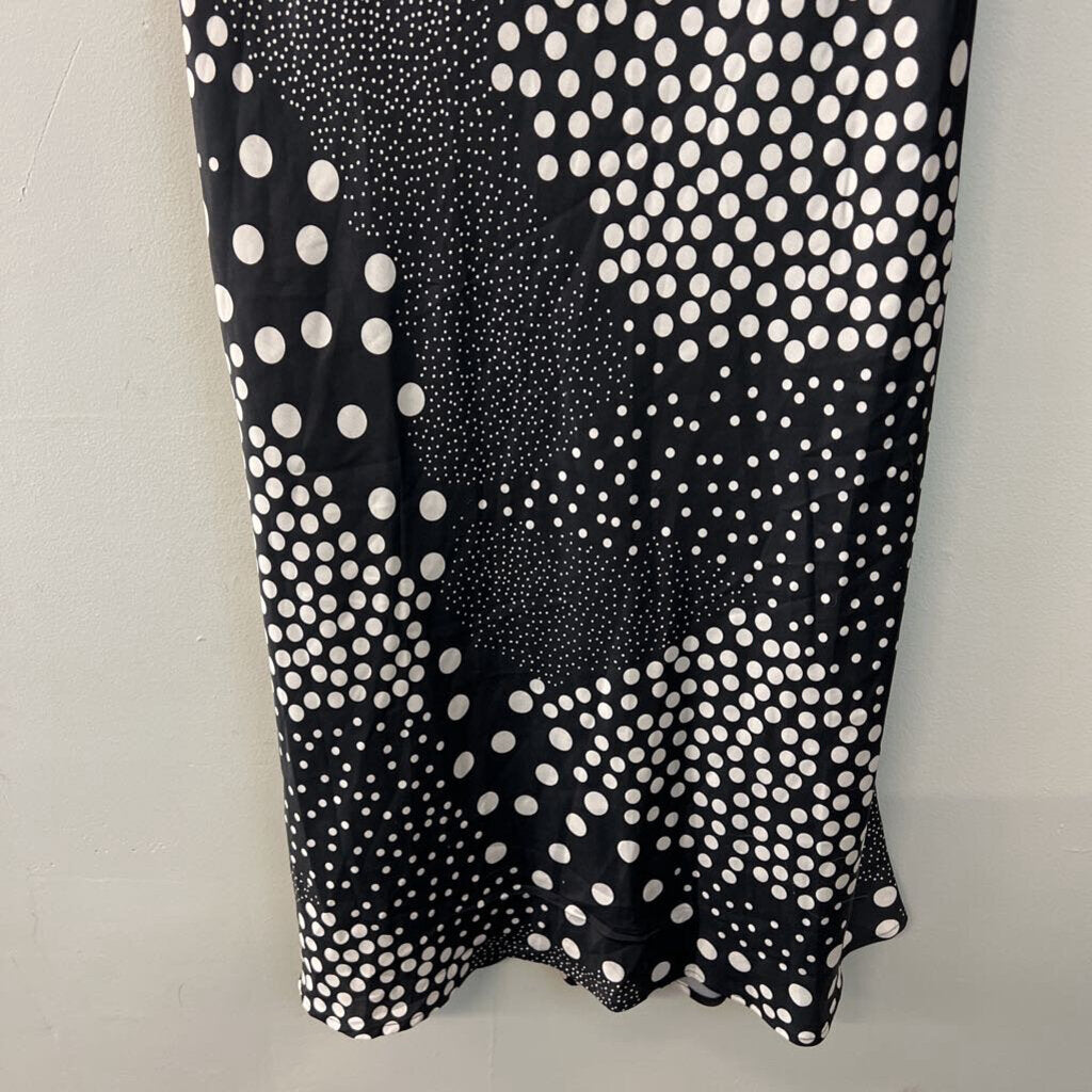 Vici Black/ White Polka Dot Silky Midi Dress Extra Large