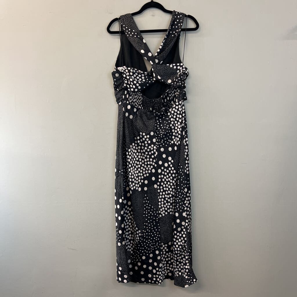 Vici Black/ White Polka Dot Silky Midi Dress Extra Large