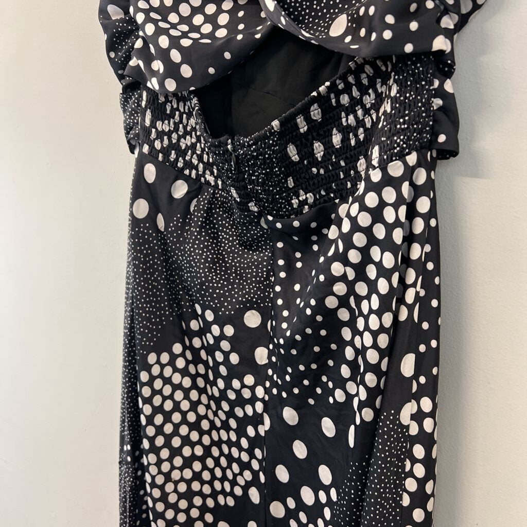 Vici Black/ White Polka Dot Silky Midi Dress Extra Large