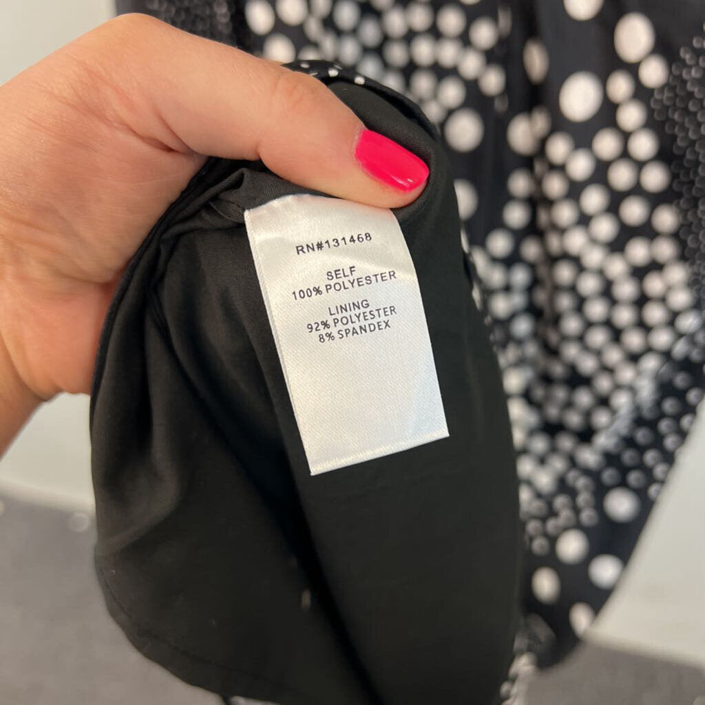 Vici Black/ White Polka Dot Silky Midi Dress Extra Large