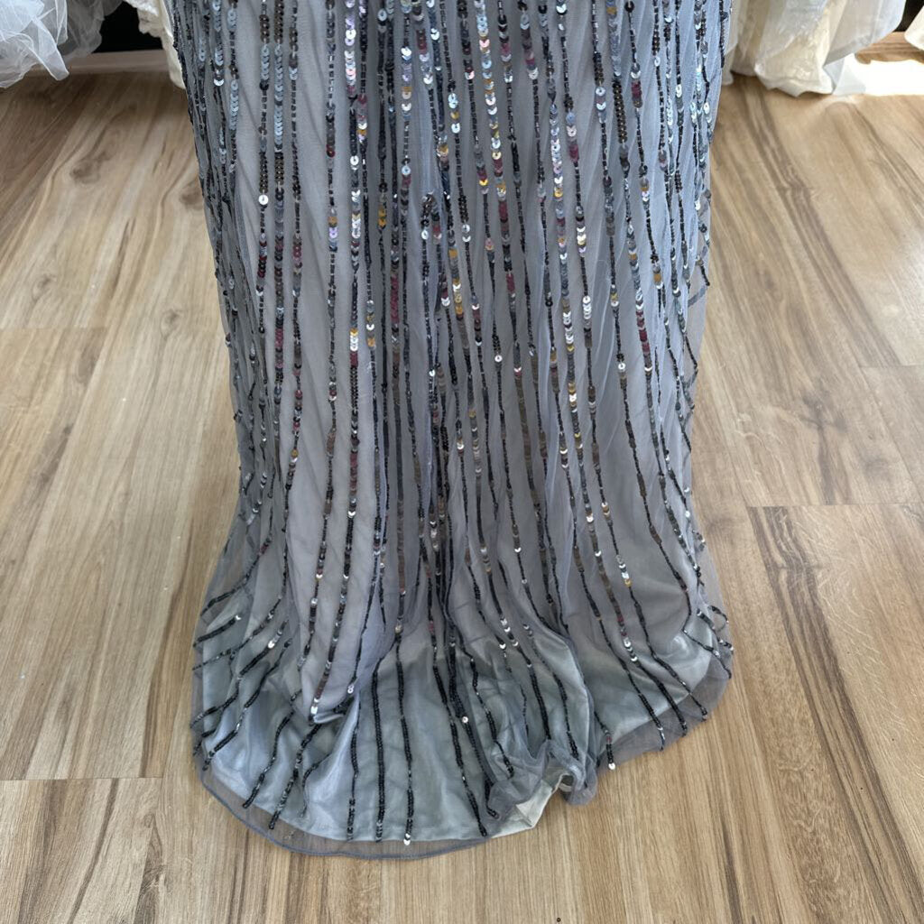 MacDuggal Charcoal Sequin Fitted Long Formal 12