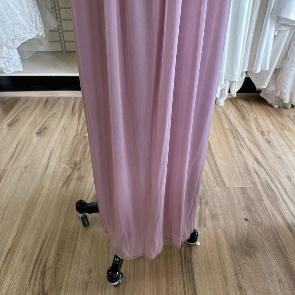 Chiffon Knit Flowy Dusty Rose Long Formal 16