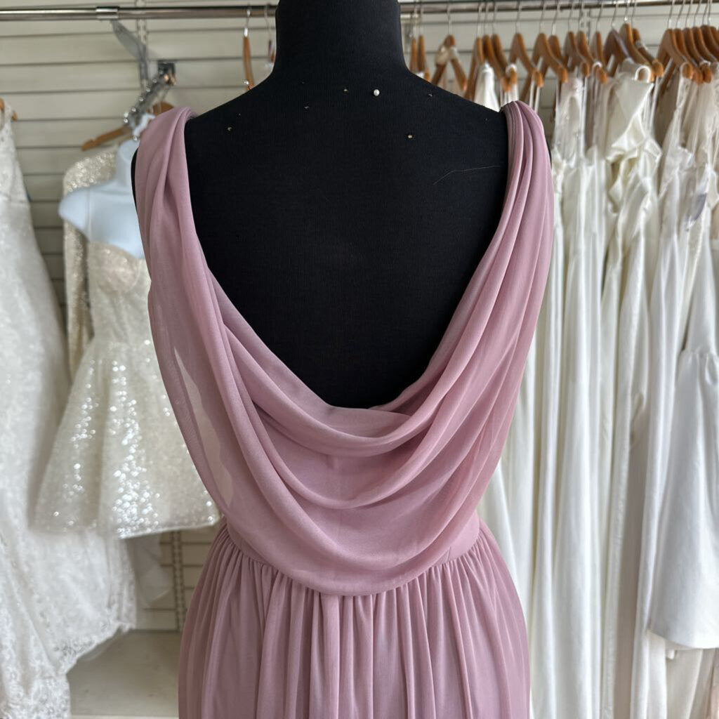 Chiffon Knit Flowy Dusty Rose Long Formal 16