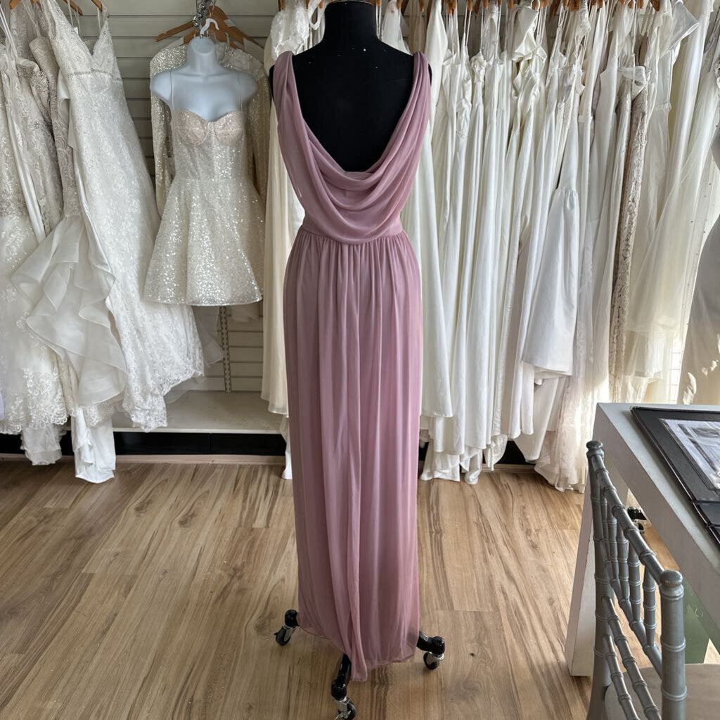 Chiffon Knit Flowy Dusty Rose Long Formal 16