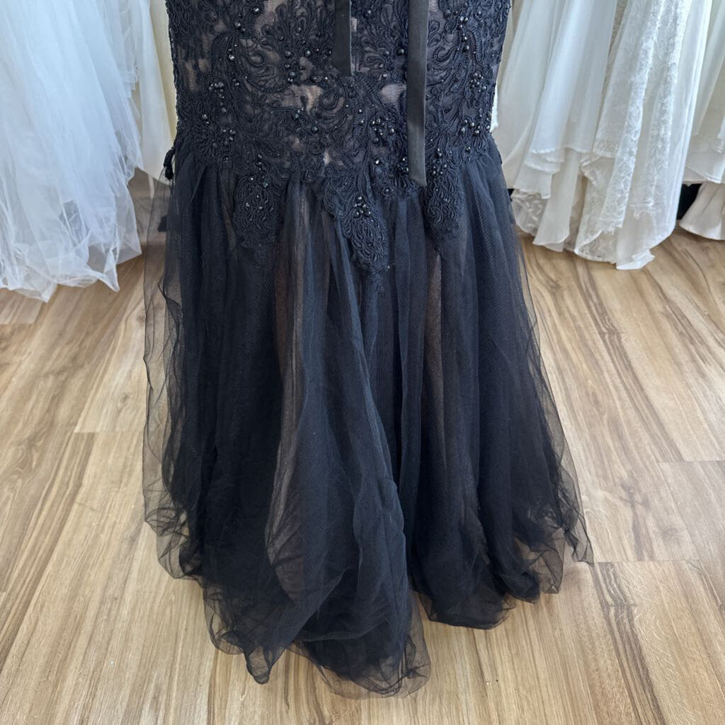Black Lace Strapless Mermaid Long Formal 2