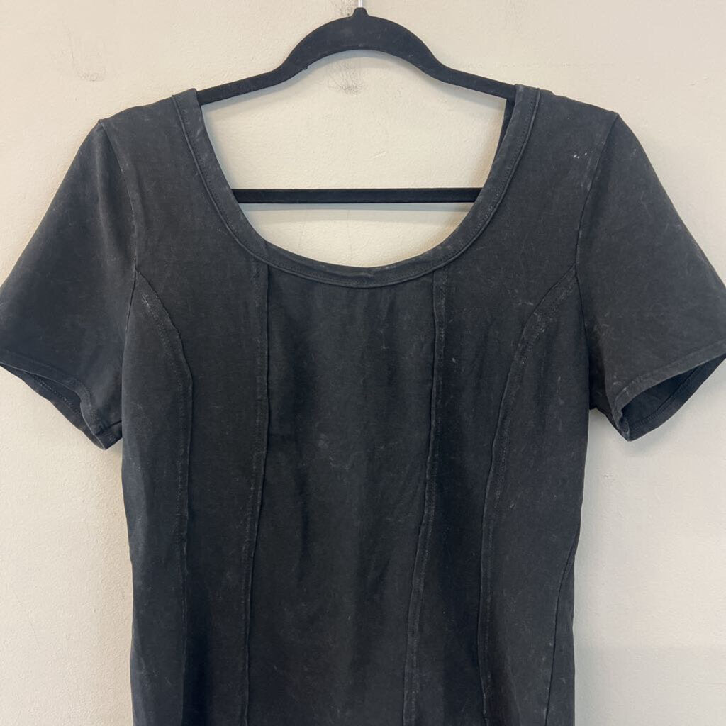 Rae Mode Black Short Sleeve Scoop Neck Top Large