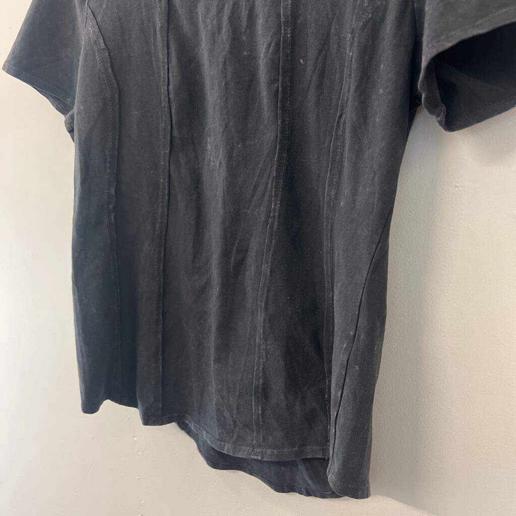 Rae Mode Black Short Sleeve Scoop Neck Top Large