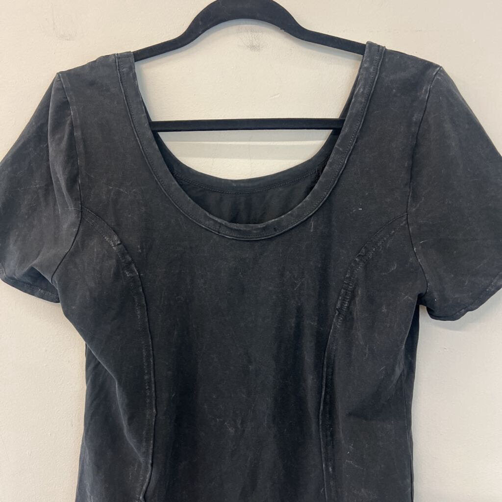 Rae Mode Black Short Sleeve Scoop Neck Top Large