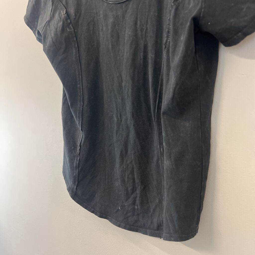 Rae Mode Black Short Sleeve Scoop Neck Top Large