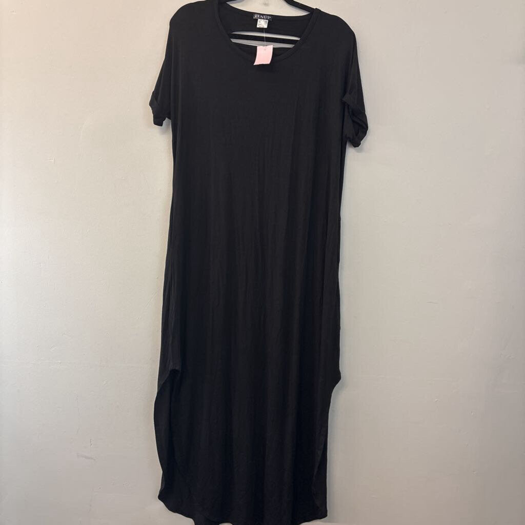 Venus Black Short Sleeve Maxi Dress Large