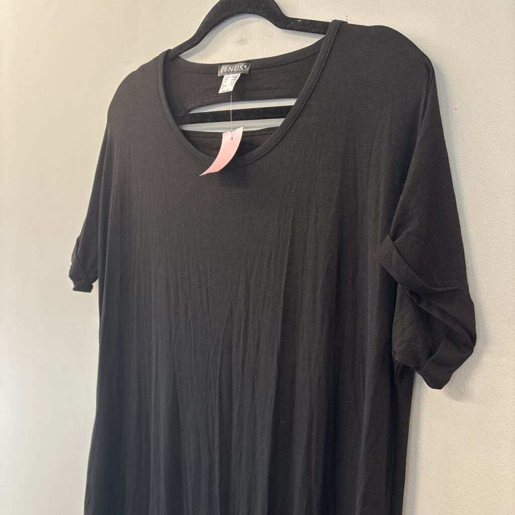 Venus Black Short Sleeve Maxi Dress Large