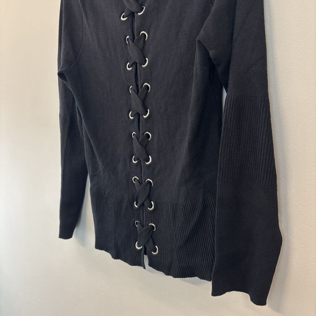 Venus Black Long Sleeve Lace Up Back Top Extra Large