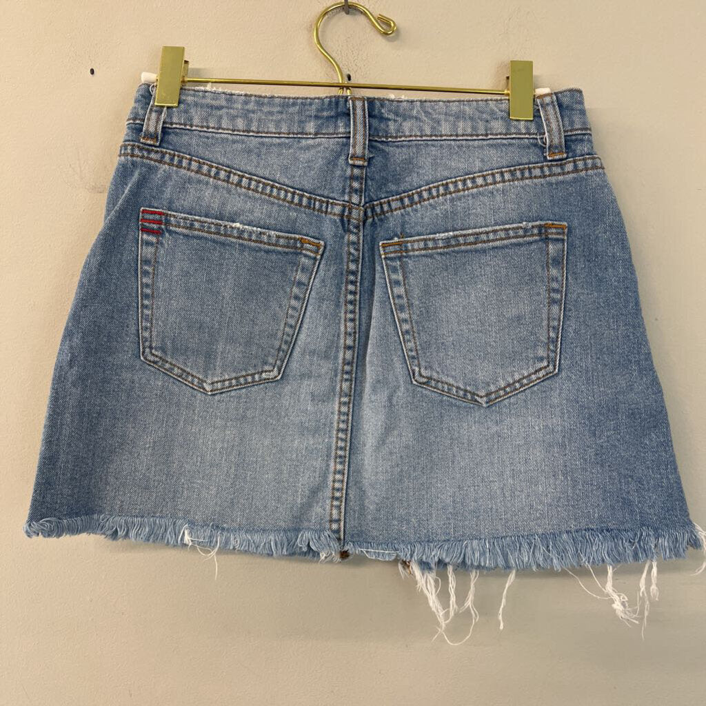 BDG Light Wash Raw Hem Edge Denim Skirt Extra Small