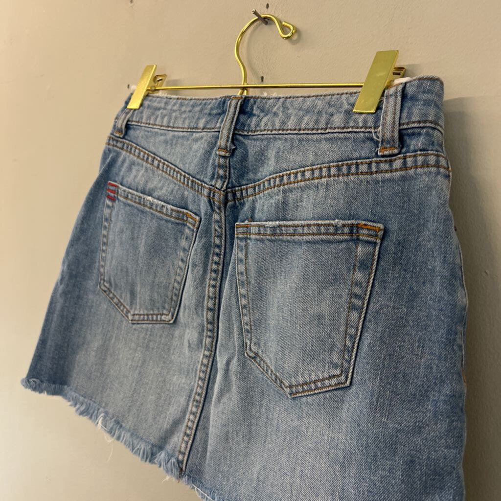 BDG Light Wash Raw Hem Edge Denim Skirt Extra Small