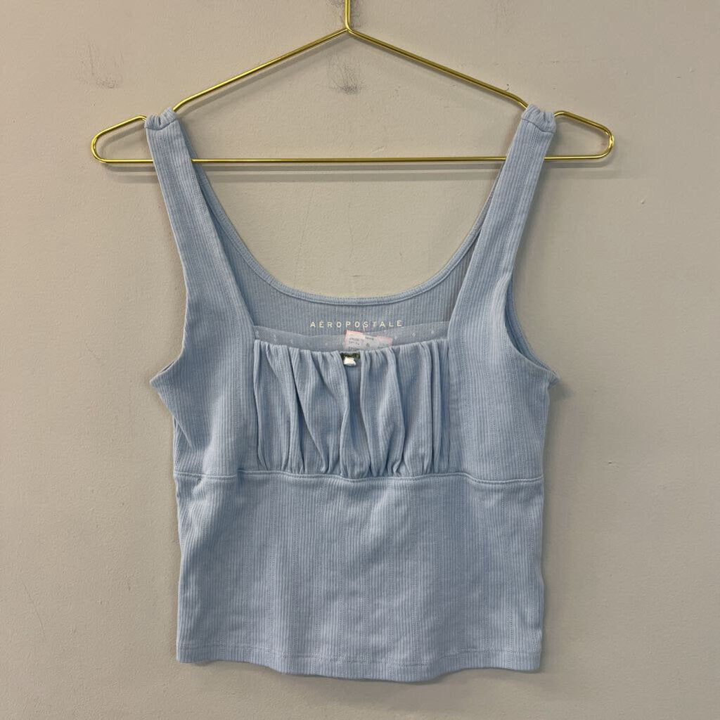 Aeropostale Blue Pleated Top Tank Top Medium