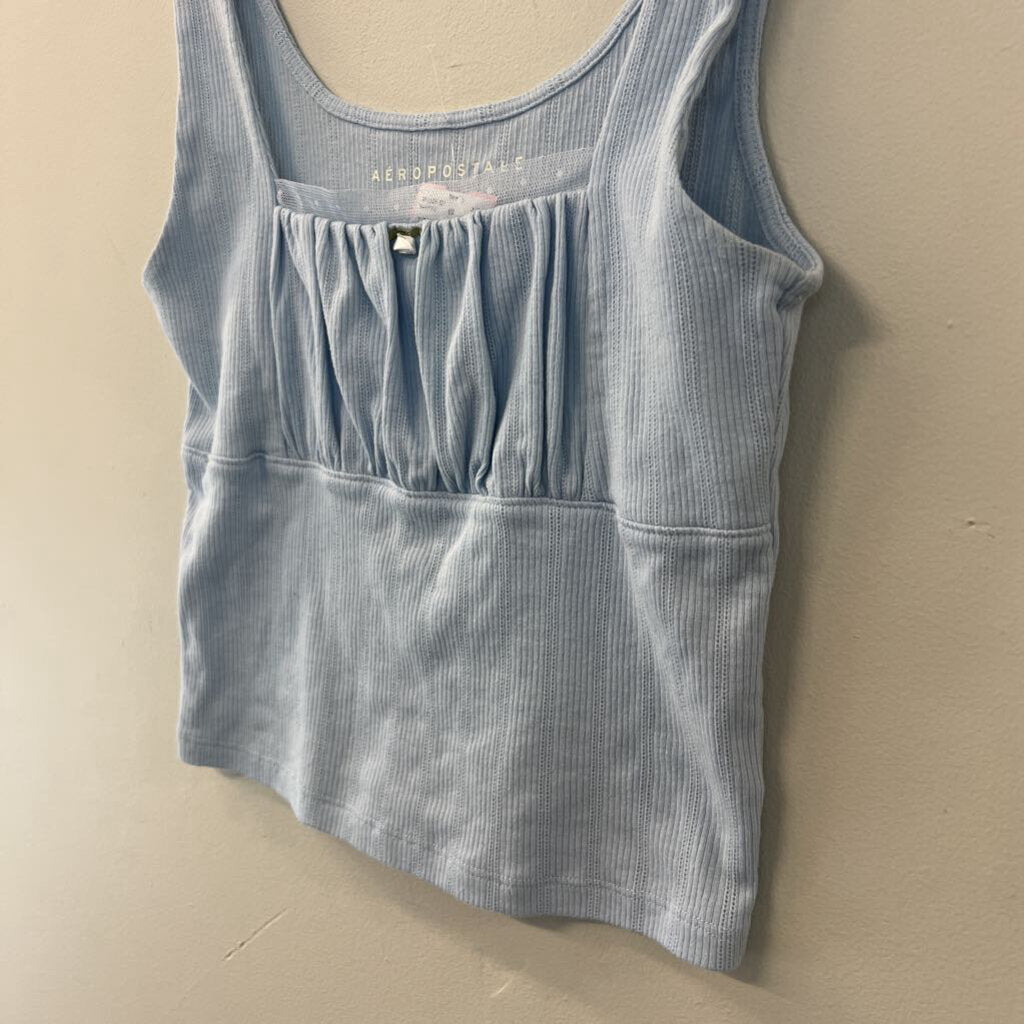 Aeropostale Blue Pleated Top Tank Top Medium