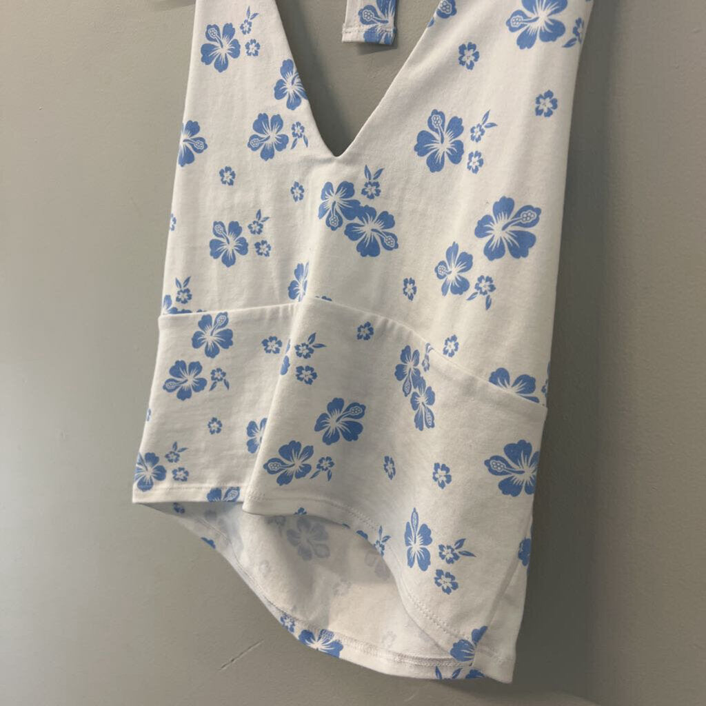 Hollister Blue/ White Print Halter Crop Top Large