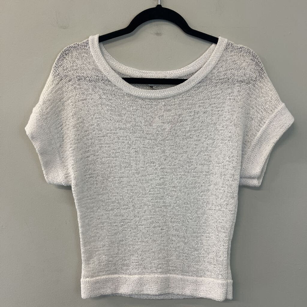 WD NY White Knit Short Sleeve Top Small