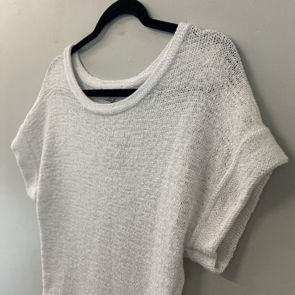 WD NY White Knit Short Sleeve Top Small
