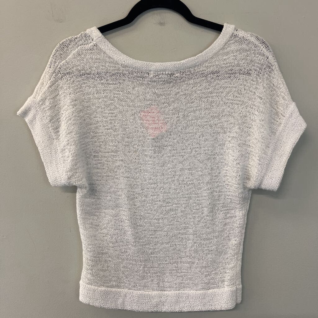 WD NY White Knit Short Sleeve Top Small