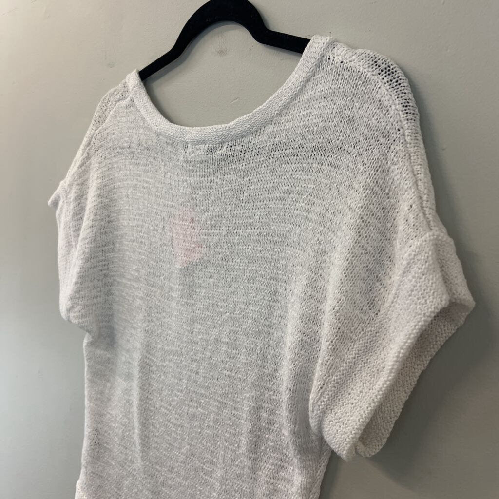 WD NY White Knit Short Sleeve Top Small