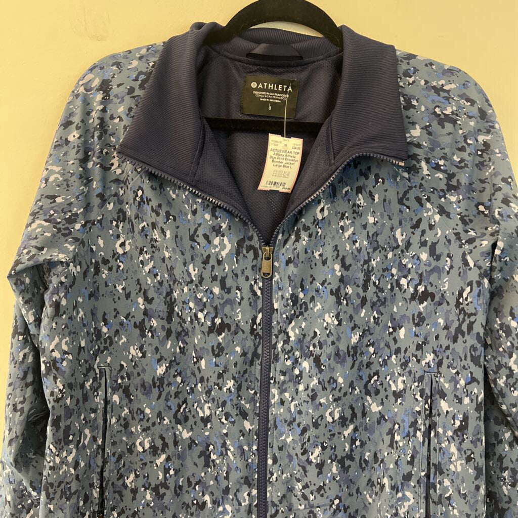 Athleta Blue Print Brooklyn Bomber Jacket Large